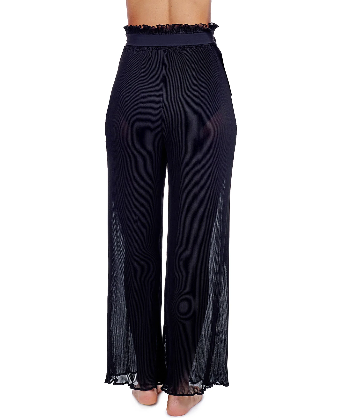 Tutti Frutti Pleated Sheer Pant Cover-Up-Black - Image 5