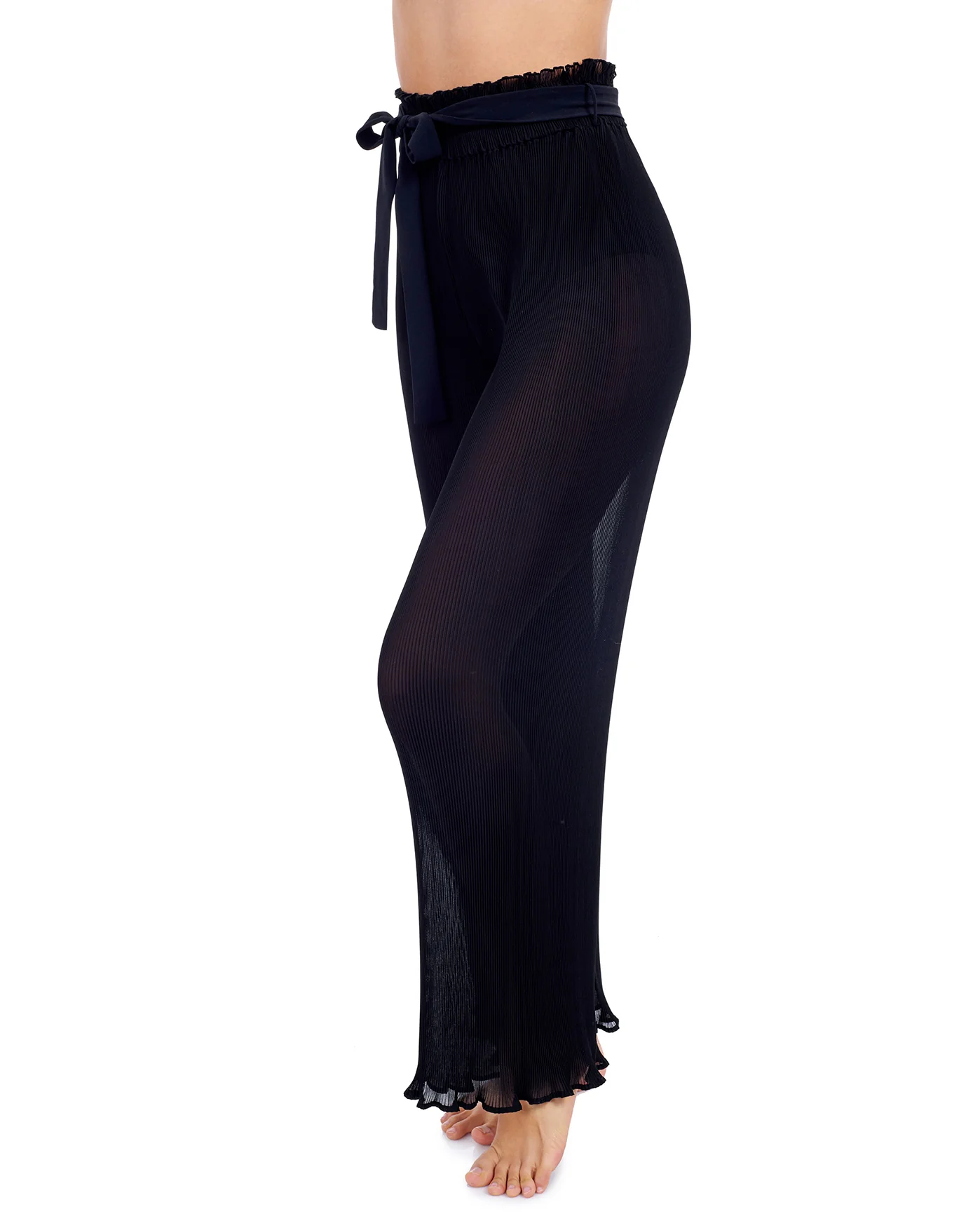 Tutti Frutti Pleated Sheer Pant Cover-Up-Black - Image 6