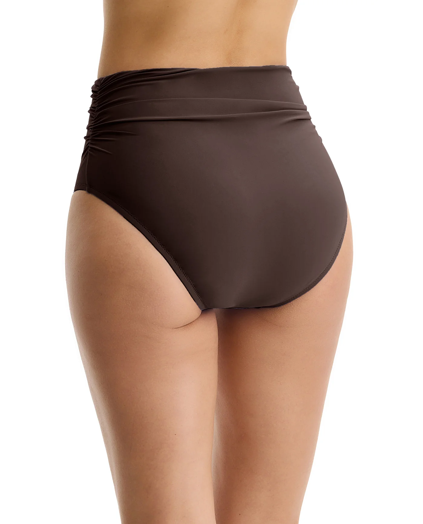 Tutti Frutti Shirred High Waist Swim Bottom-Espresso - Image 2