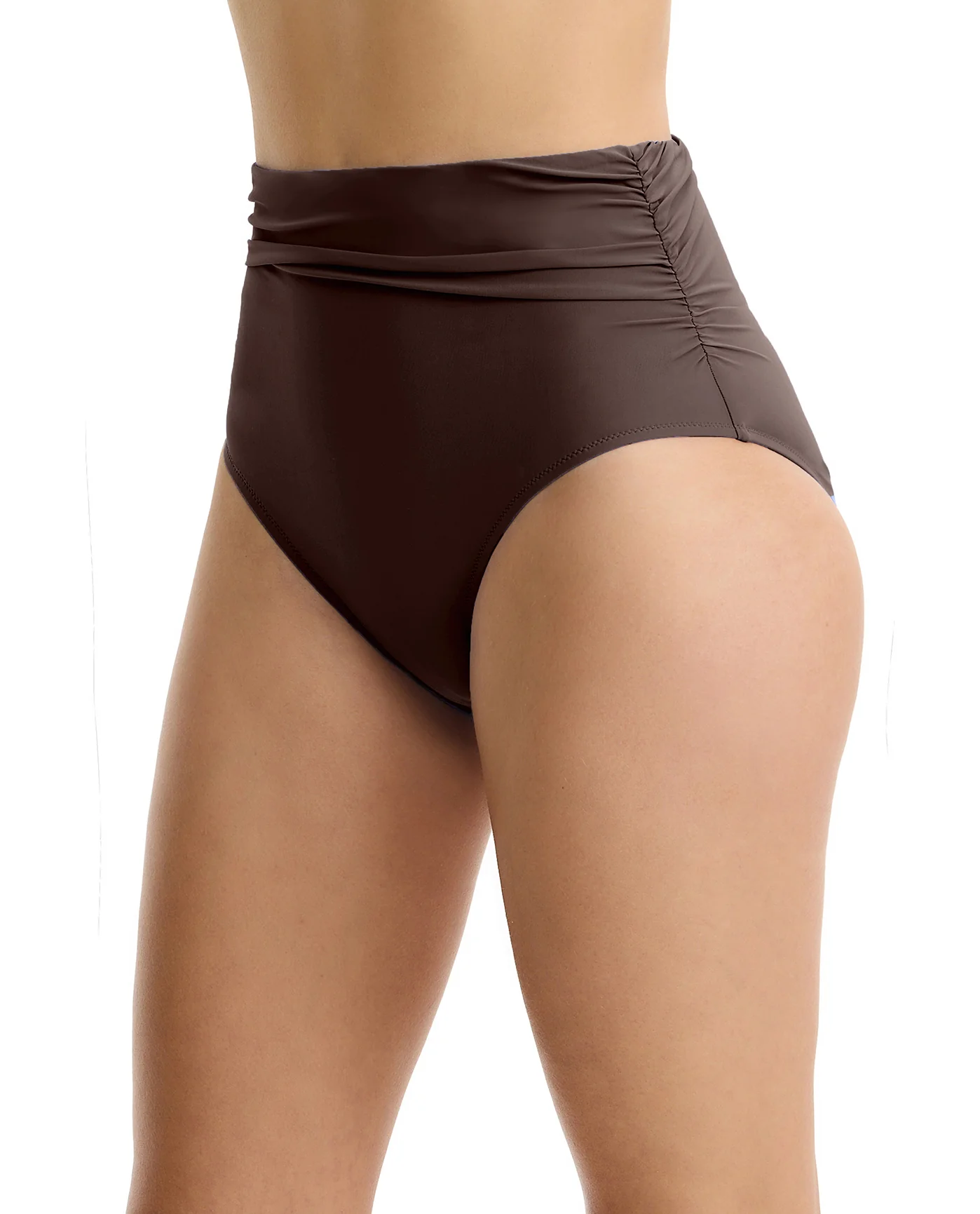 Tutti Frutti Shirred High Waist Swim Bottom-Espresso - Image 3
