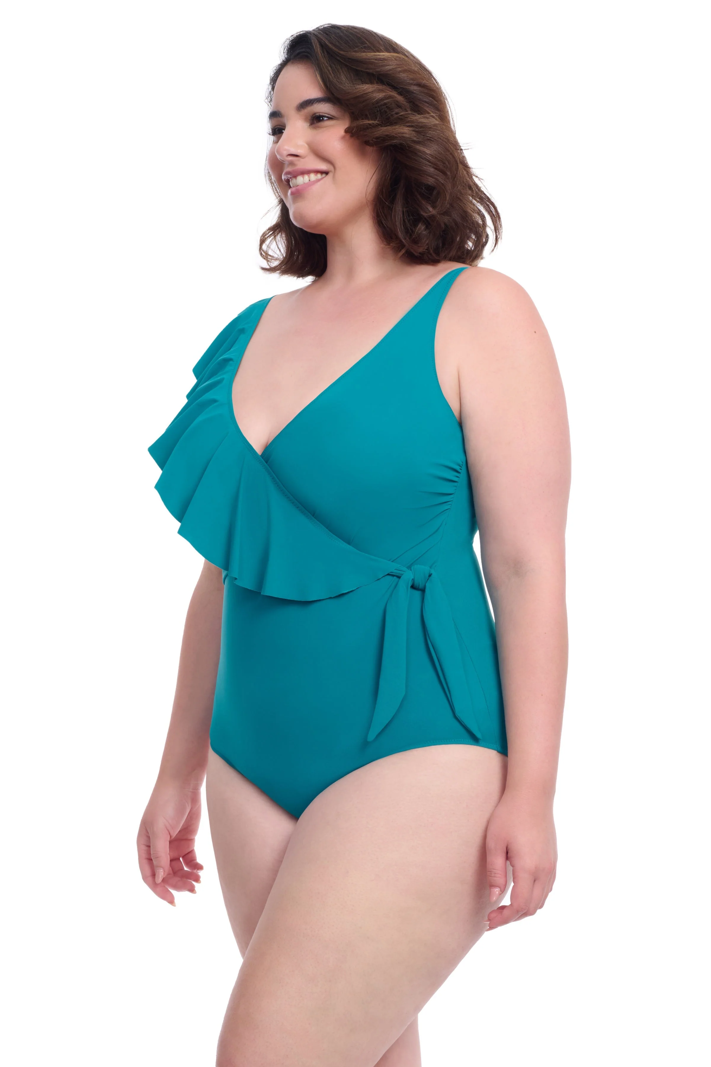 Tutti Frutti Plus Size Asymmetrical Ruffle Surplice One Piece Swimsuit - Image 2