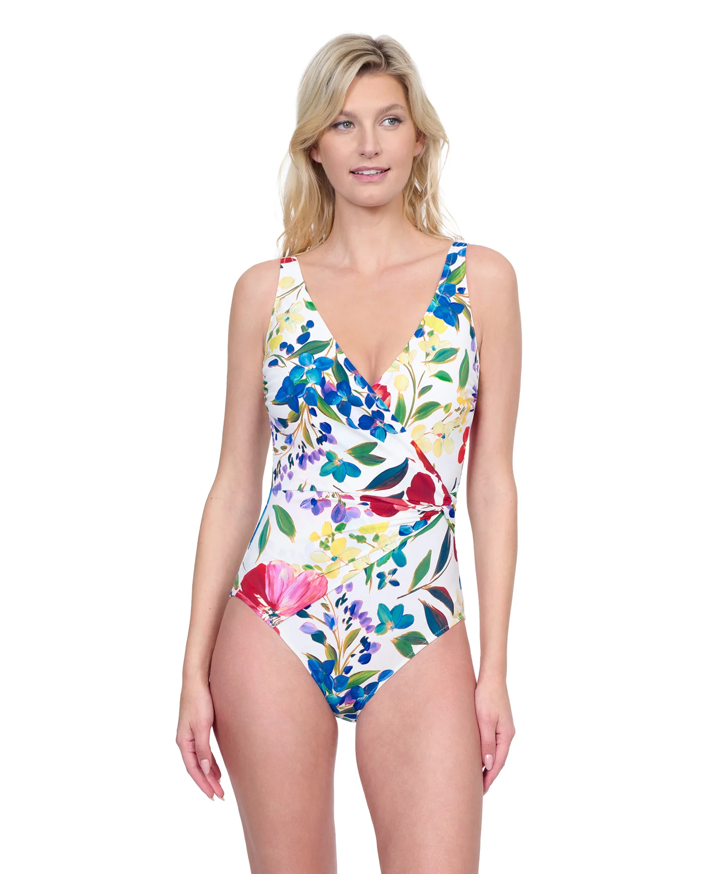 Garden Dream V Neck Surplice One Piece Swimsuit