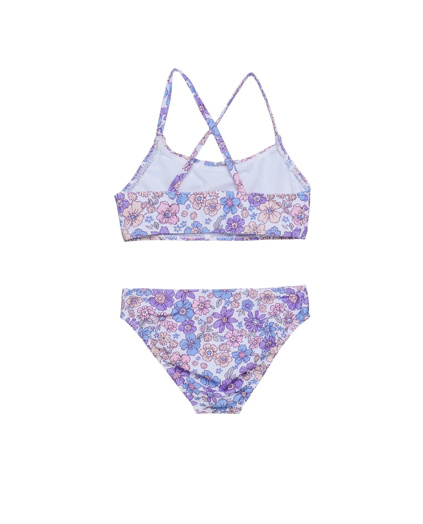 Vintage Flower Criss Cross Strap Swim Set-Multi/viol - Image 2