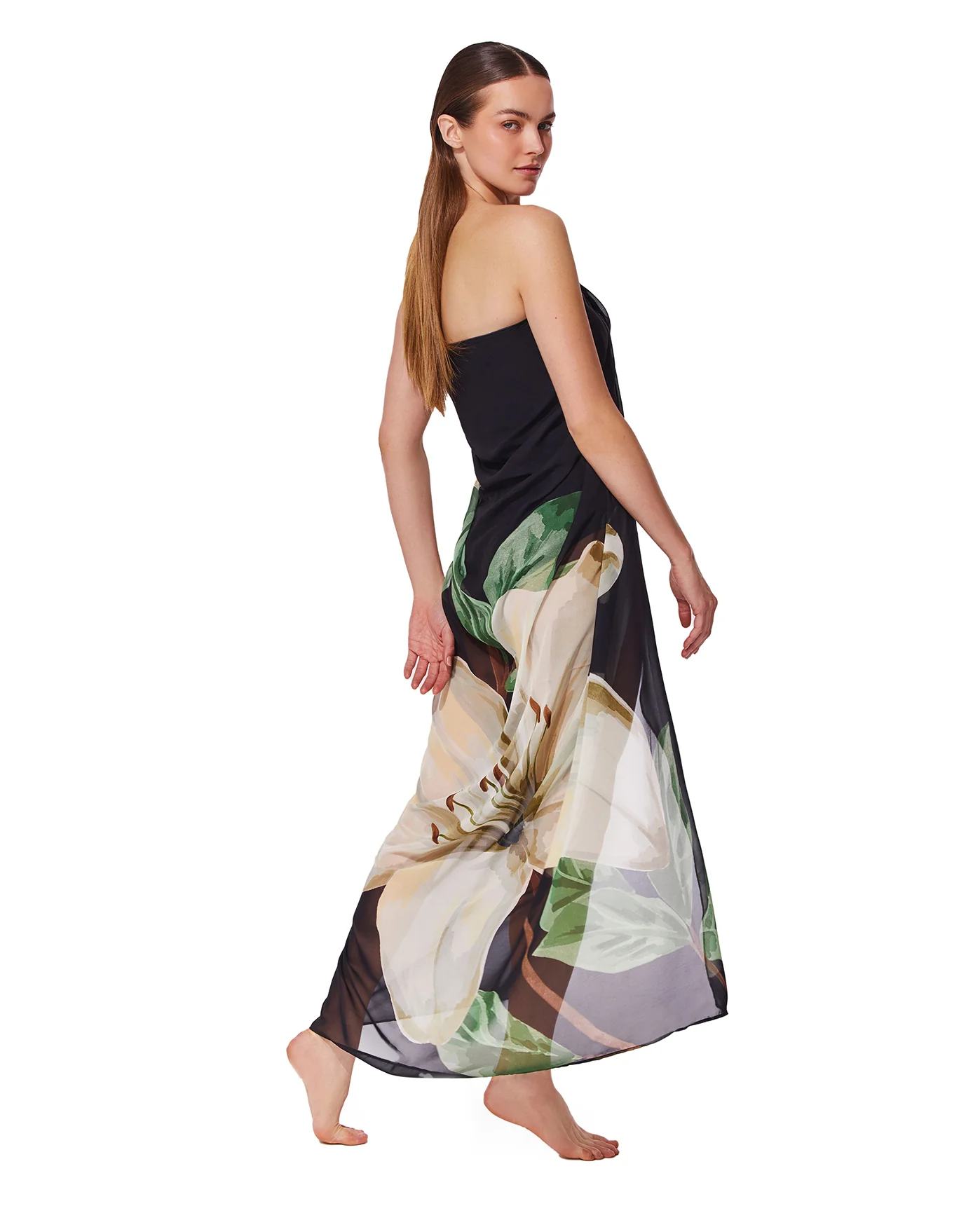 Yuri Flower Pareo-Blk/crm - Image 2